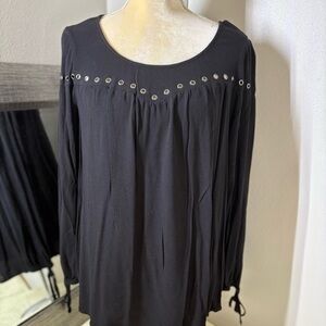 Torrid Black Pleated Embellished Blouse
